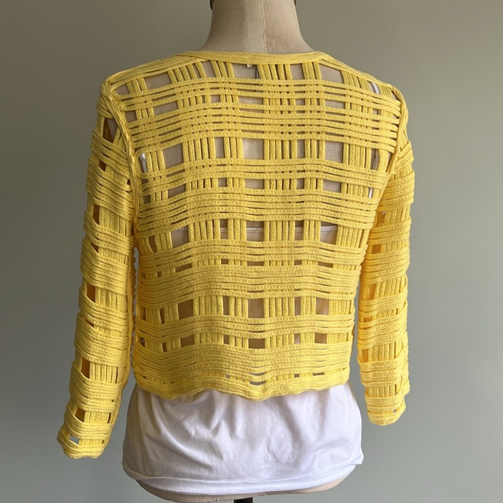 Vintage Yellow Open Weave Cardigan - Picture 4 of 7